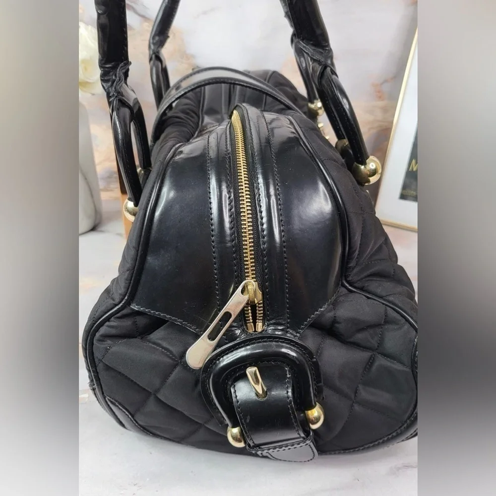 Burberry Quilted Nylon Manor Satchel Bag
